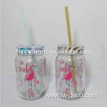 cold drink glass mason jars with straw lid